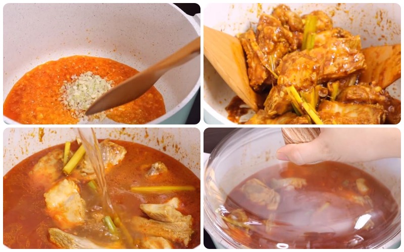 Các bước nấu cà ri sườn heo