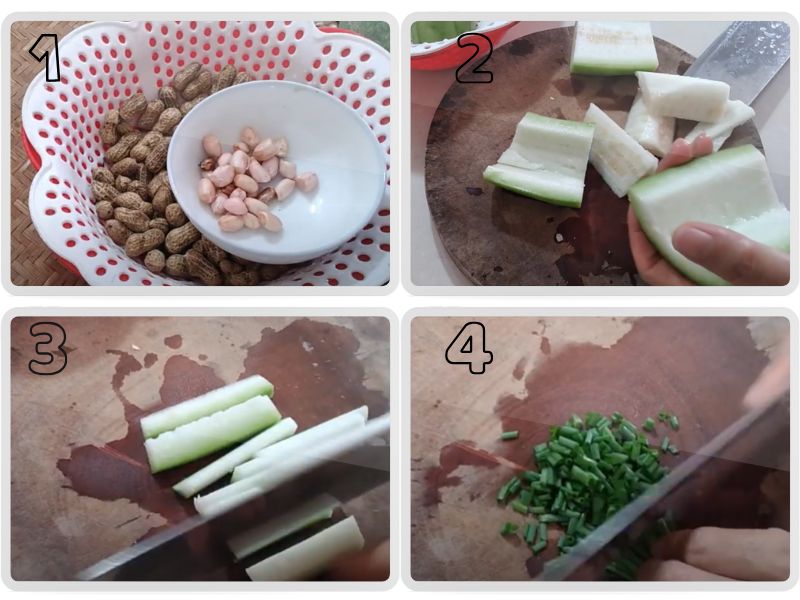 Sơ chế nguyên liệu nấu canh bí đao đậu phộng