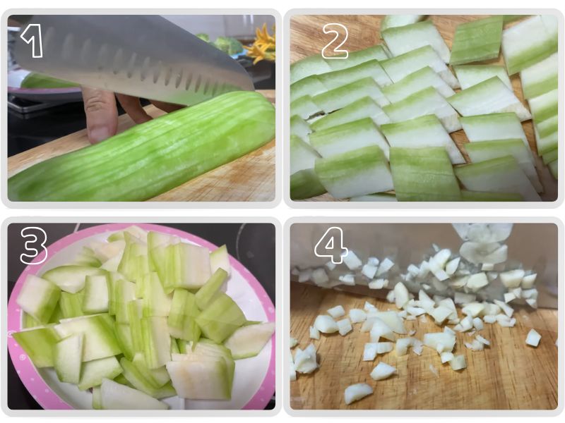 Tiến hành sơ chế nguyên liệu làm canh bí đao chay
