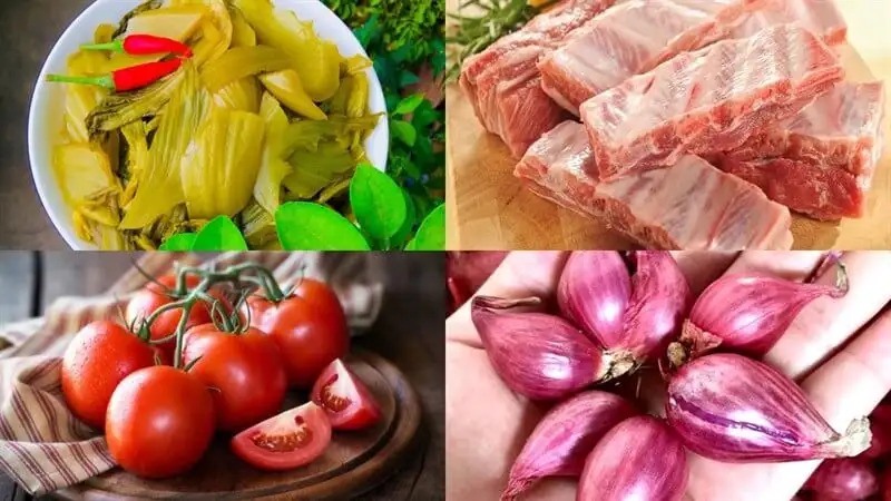 Nguyên liệu chính cho món canh dưa chua sườn heo
