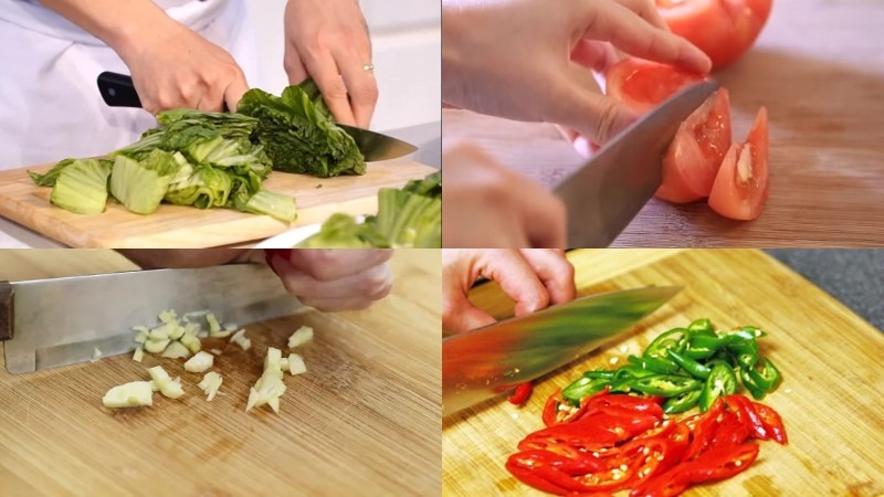 Sơ chế nguyên liệu nấu canh dưa chua sườn heo
