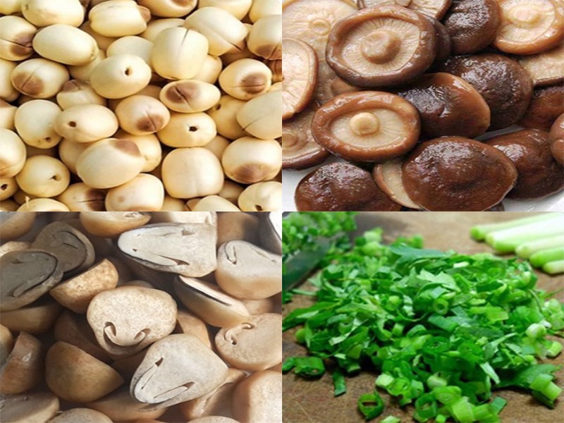 Sơ chế hạt sen và nấm