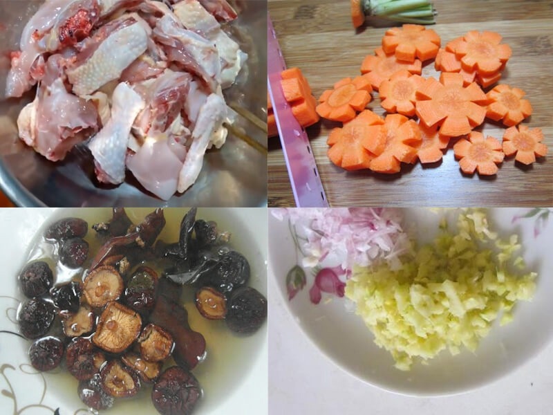 Sơ chế nguyên liệu làm canh gà nấm hương