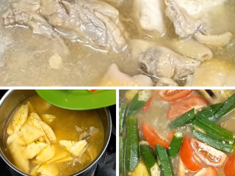 Tiến hành công đoạn nấu canh gà nấu chua