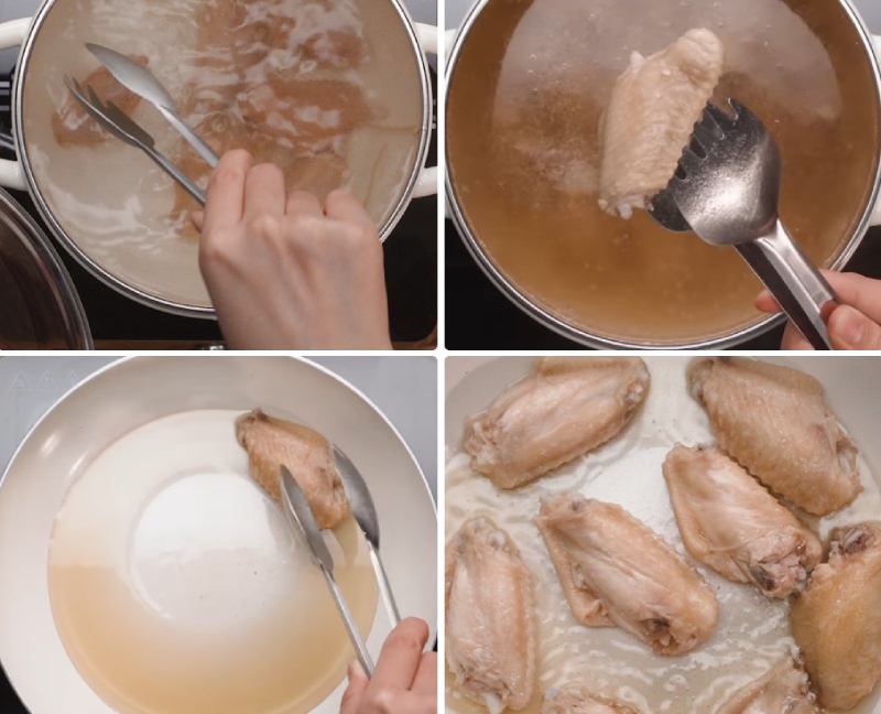Chiên sơ qua cánh gà