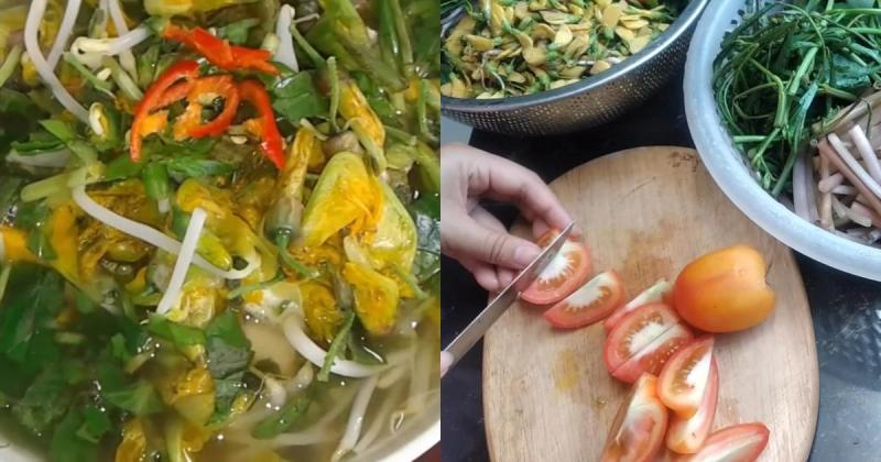 Khi nước sôi lại, thêm vào đậu hũ chiên đã cắt, cùng với bông so đũa