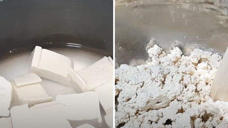 Dằm nát đậu hũ để làm nhân