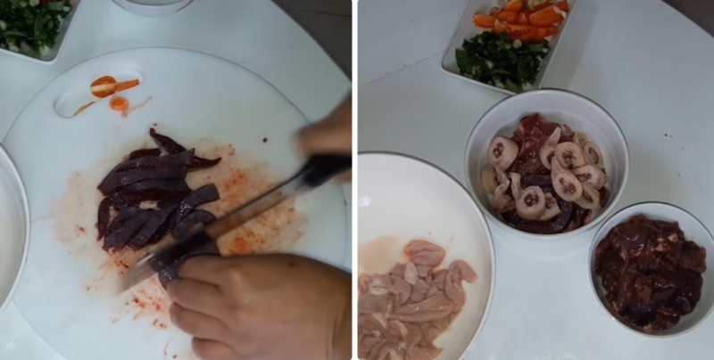 Lòng heo được sơ chế sạch sẽ