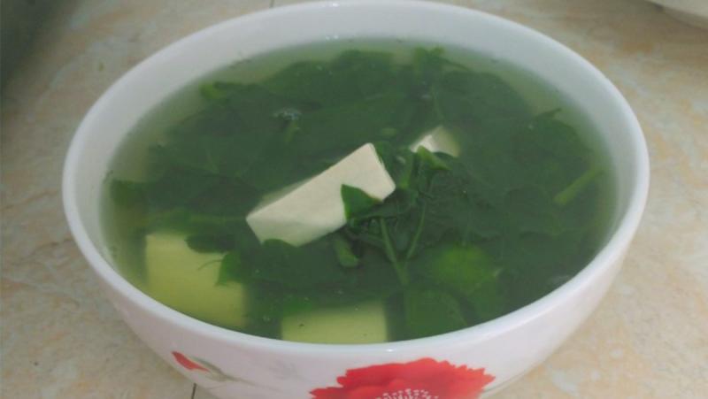 Hoàn thành canh mồng tơi đậu hũ chay thanh mát