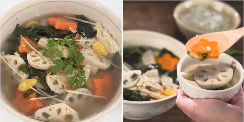 Thành phẩm canh rong biển củ sen bổ dưỡng