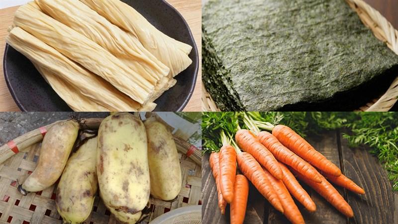 Chuẩn bị nguyên liệu nấu canh rong biển củ sen chay