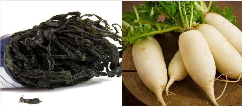 Chuẩn bị nguyên liệu nấu canh rong biển củ cải chay