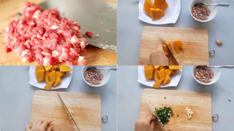 Sơ chế nguyên liệu làm canh thịt bò bí đỏ