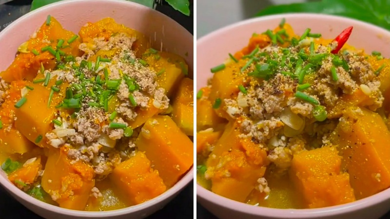 Thành phẩm món canh thịt bò bí đỏ thơm ngon