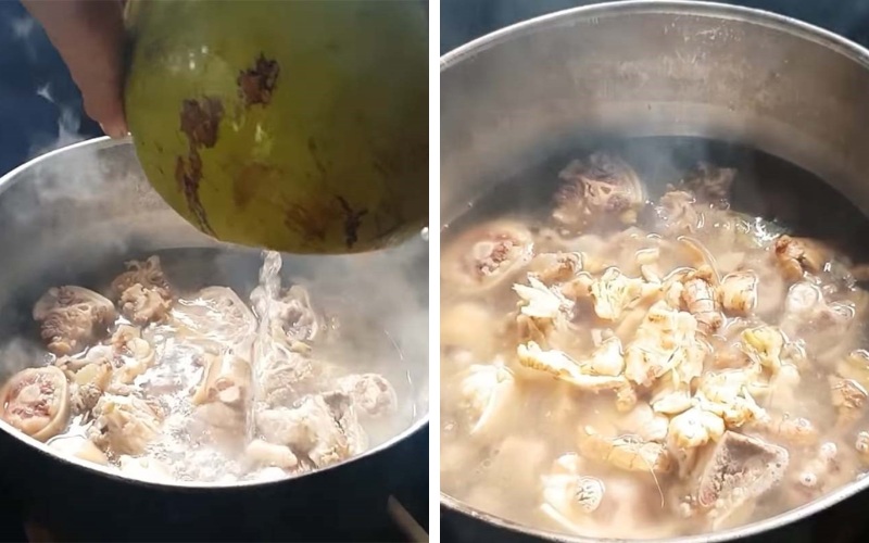 Tiến hành ninh xương bò