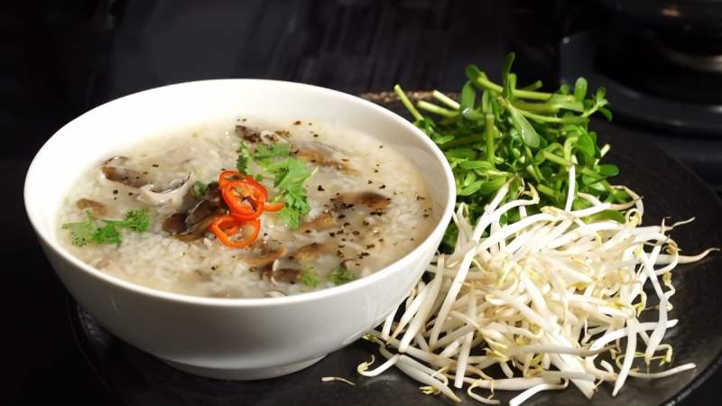 Thành phẩm cháo nấm chay thanh đạm