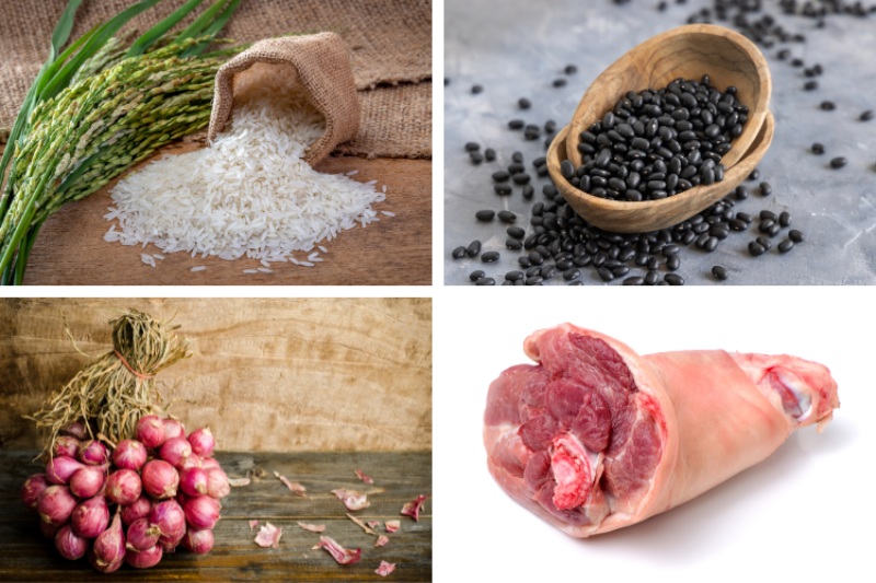 Nguyên liệu nấu cháo giò heo đậu đen