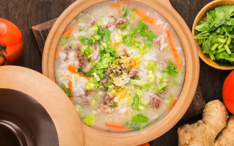Thành phẩm món cháo thịt bò cà rốt