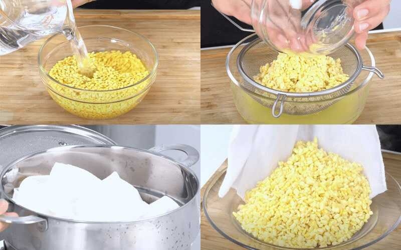 Sơ chế và hấp đậu xanh