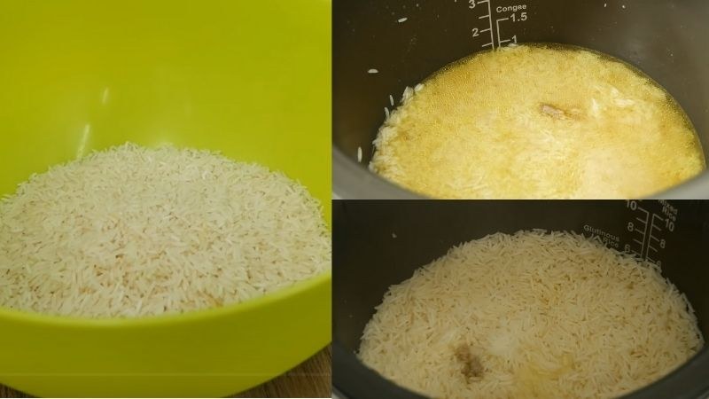 Tiến hành công đoạn nấu cơm gà