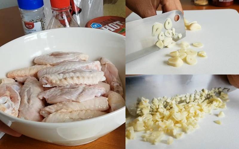 Tiến hành sơ chế gà và gia vị