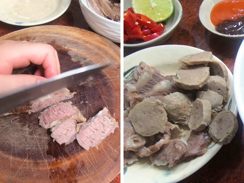 Nạm bò hầm chín và cắt lát vừa ăn