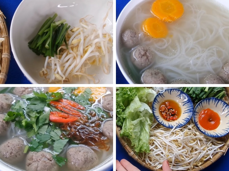 Thành phẩm món hú tiếu bò viên thơm ngon