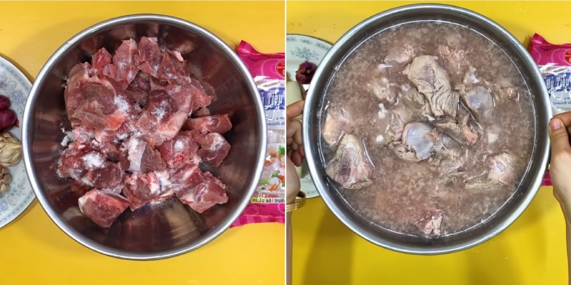 Sơ chế và rửa sạch xương heo