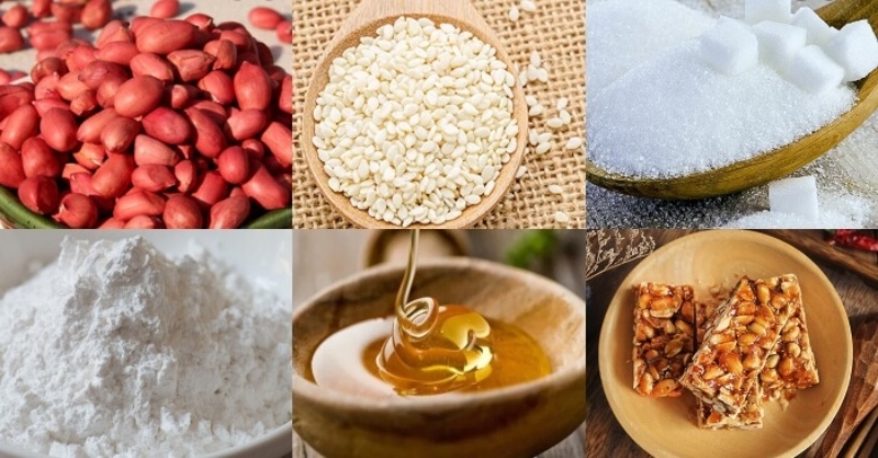Các nguyên liệu làm kẹo lạc