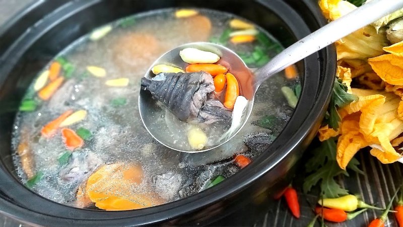 Thành phẩm món lẩu gà ác thơm ngon