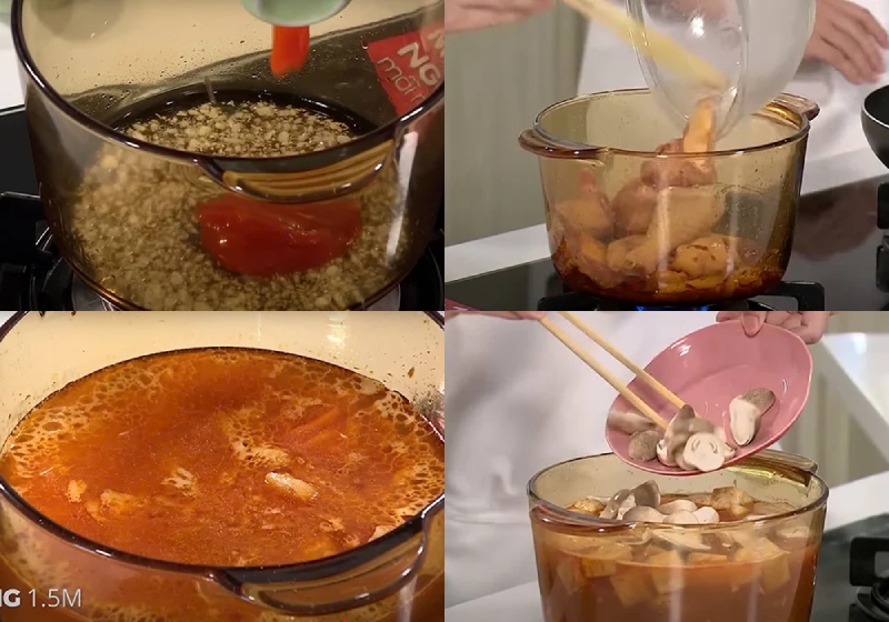xào săn gà và nấu lẩu