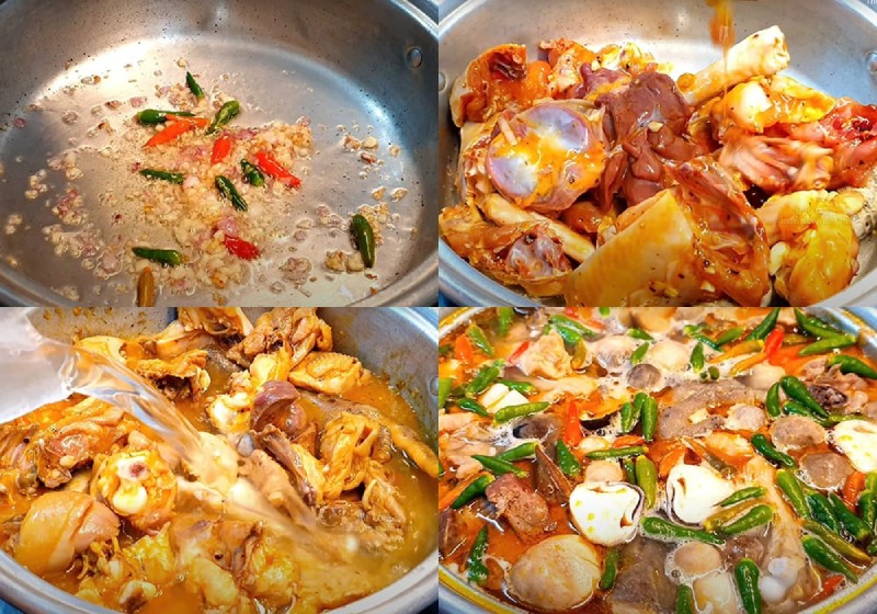 xào săn thịt gà và nấu lẩu