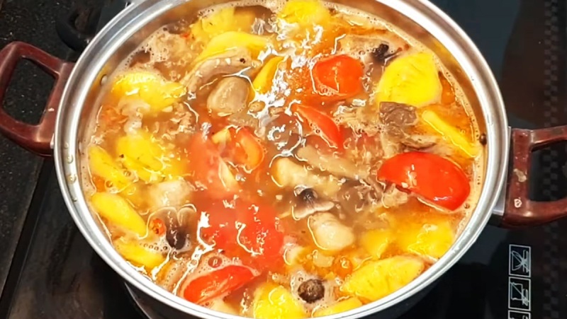Thành phẩm món lẩu lòng bò thơm dứa