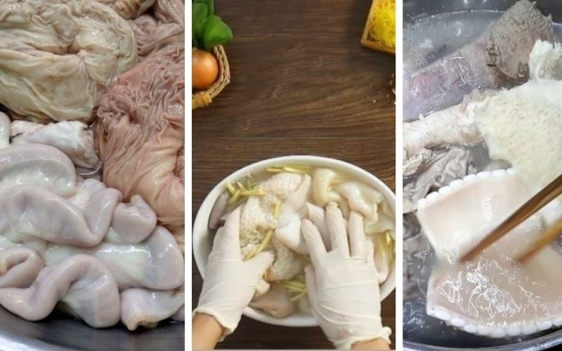  Sơ chế, vệ sinh và ướp lòng bò