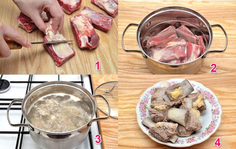 Công đoạn sơ chế sườn bò