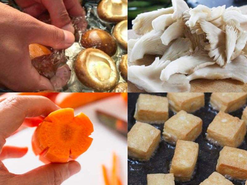 Sơ chế nguyên liệu để nấu mì quảng chay