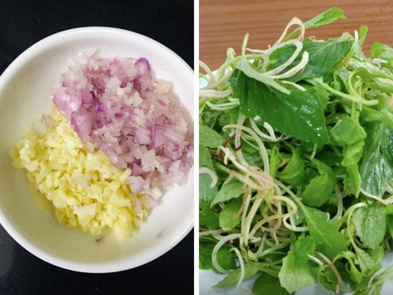 Sơ chế rau và hành tỏi