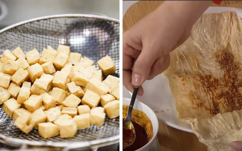 Công đoạn chế biến đậu hũ và tàu hũ ky