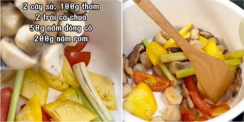 Công đoạn xào sơ nguyên liệu