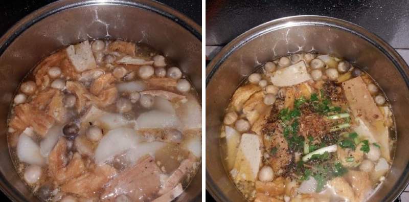 Hầm nước dùng cho món nui chay