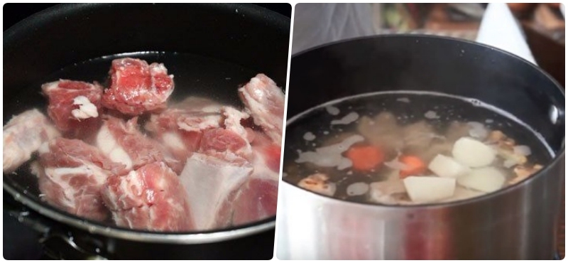 Nấu nước dùng xương heo