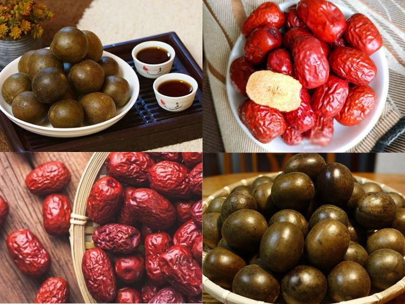 La hán quả và táo đỏ khô nguyên trái
