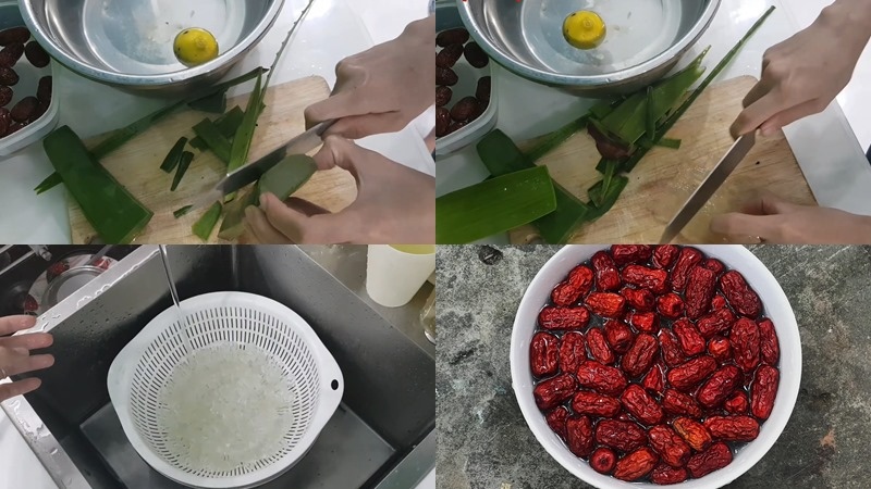 Chuẩn bị nguyên liệu nấu nước nha đam táo đỏ