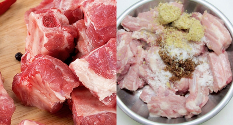 ướp sườn bò và để thấm trong 30 phút