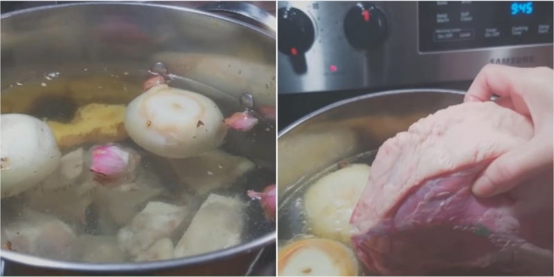 ninh xương bò với nguyên liệu thuốc bắc