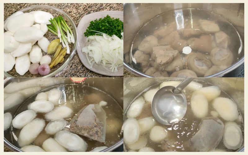 Tiến hành công đoạn nấu nước dùng phở