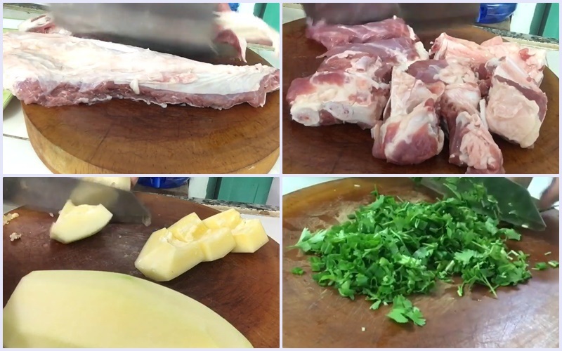 Sơ chế nguyên liệu làm sườn bò hầm đu đủ