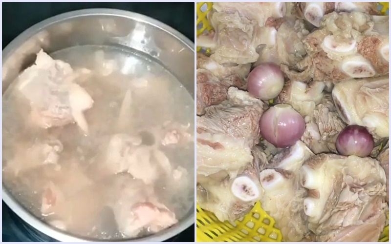 Sườn heo được làm sạch và khủ mùi