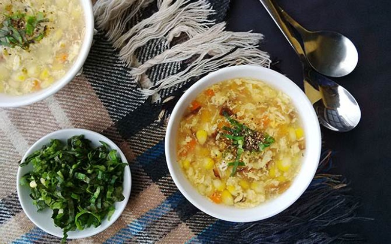Thành phẩm súp trứng ngô chay thanh đạm