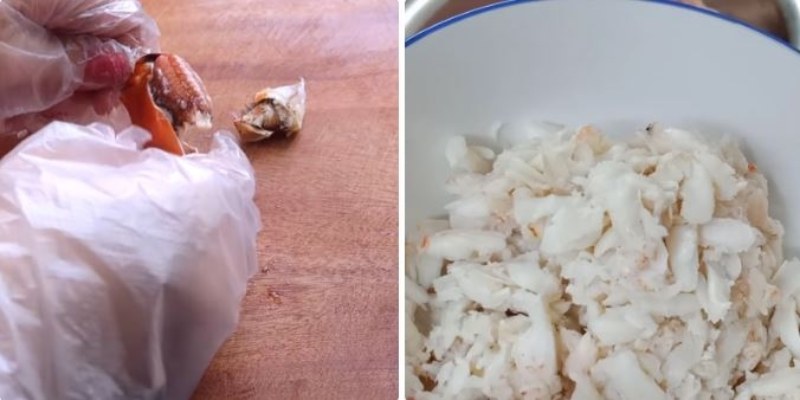Tiến hành lấy thịt cua